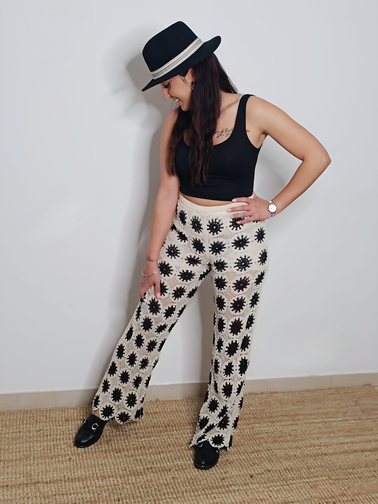 Pantalon Lolita écru et noir