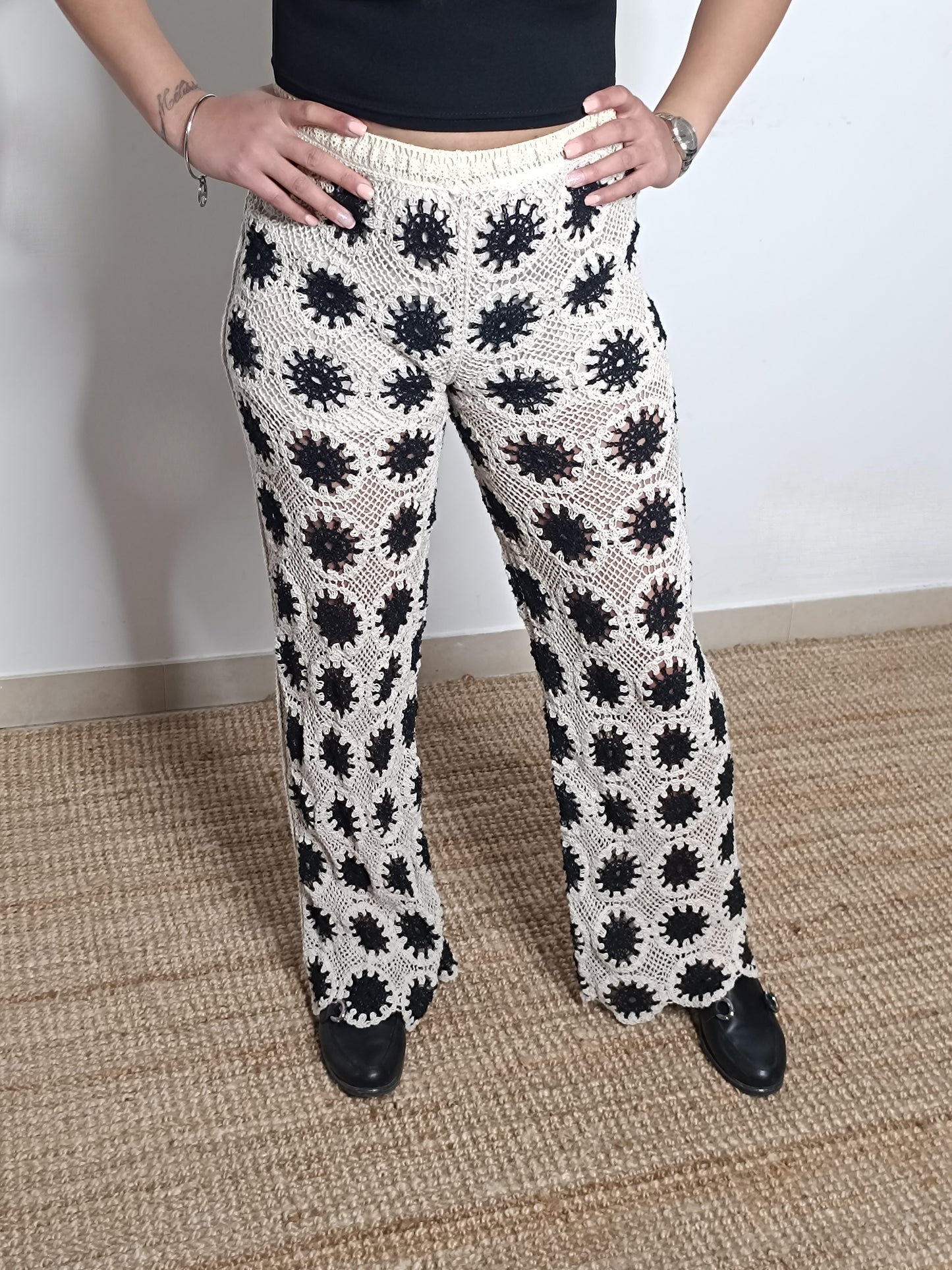 Pantalon Lolita écru et noir