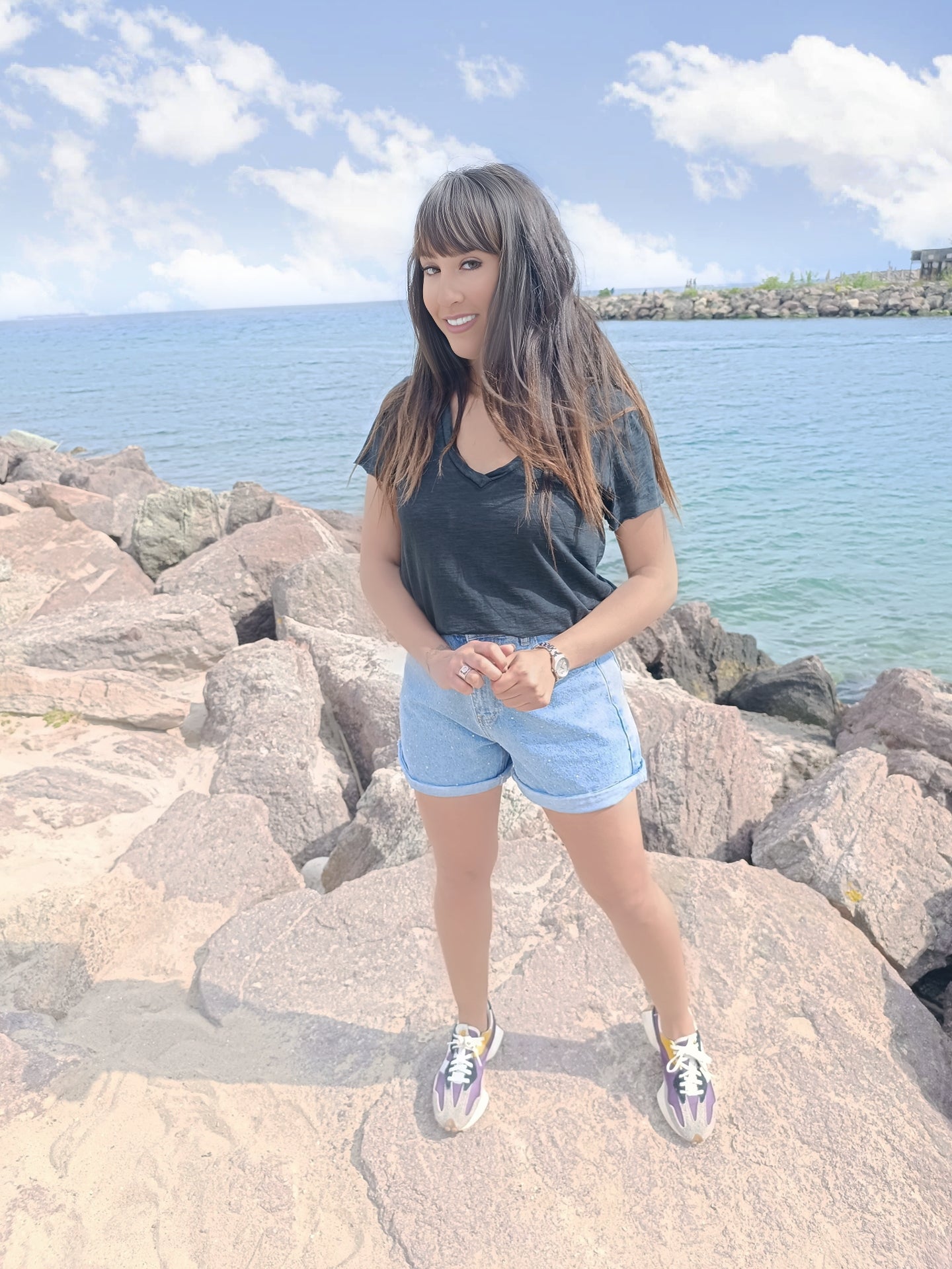 Short en jean strassé