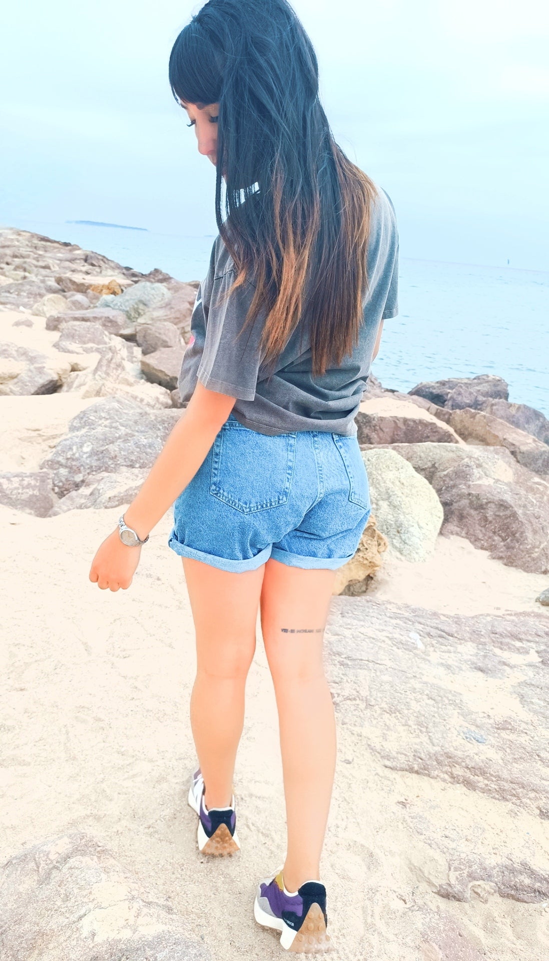 Short en jean strassé