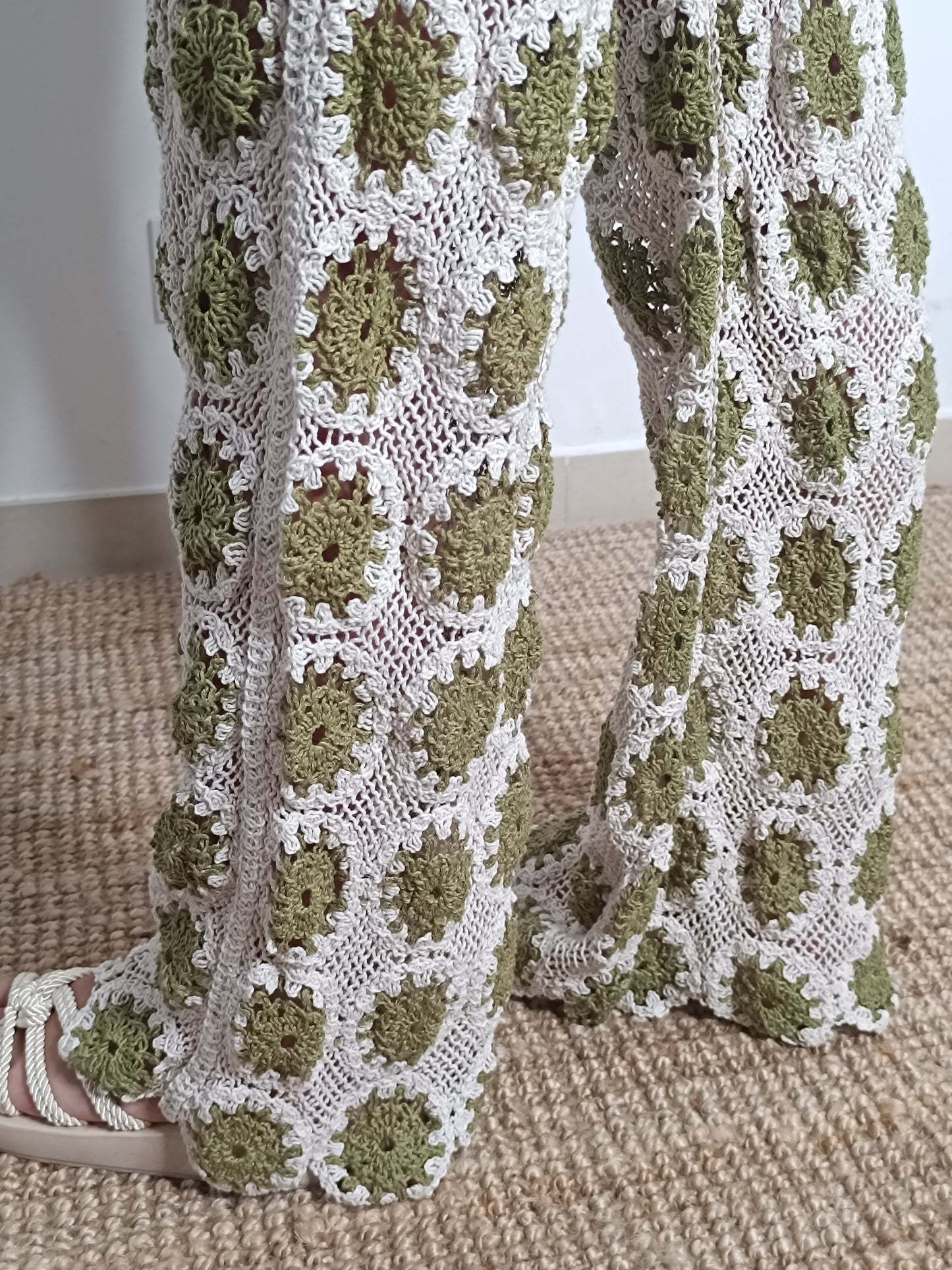 Pantalon Lolita écru et vert