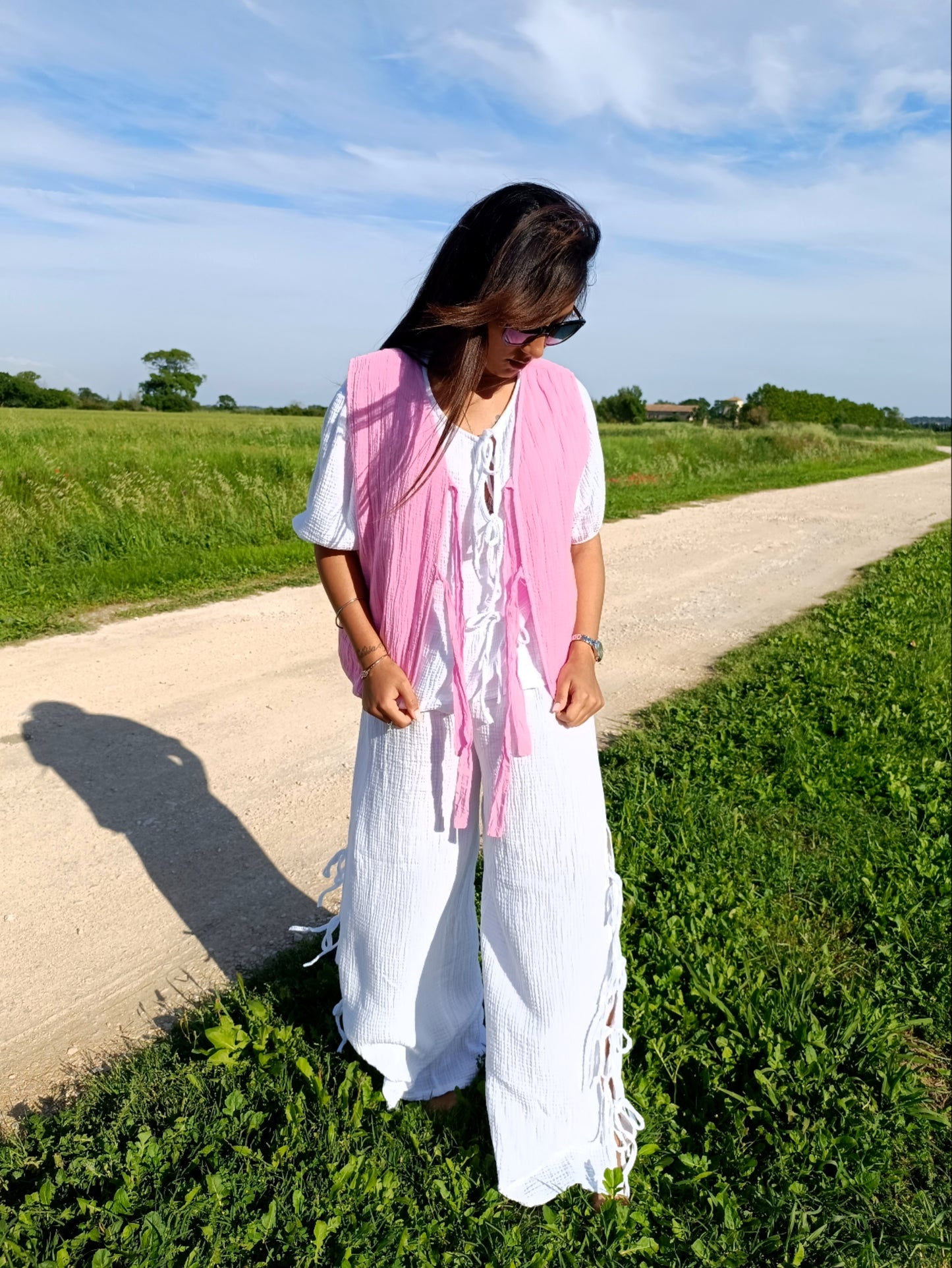 Gilet Swan rose
