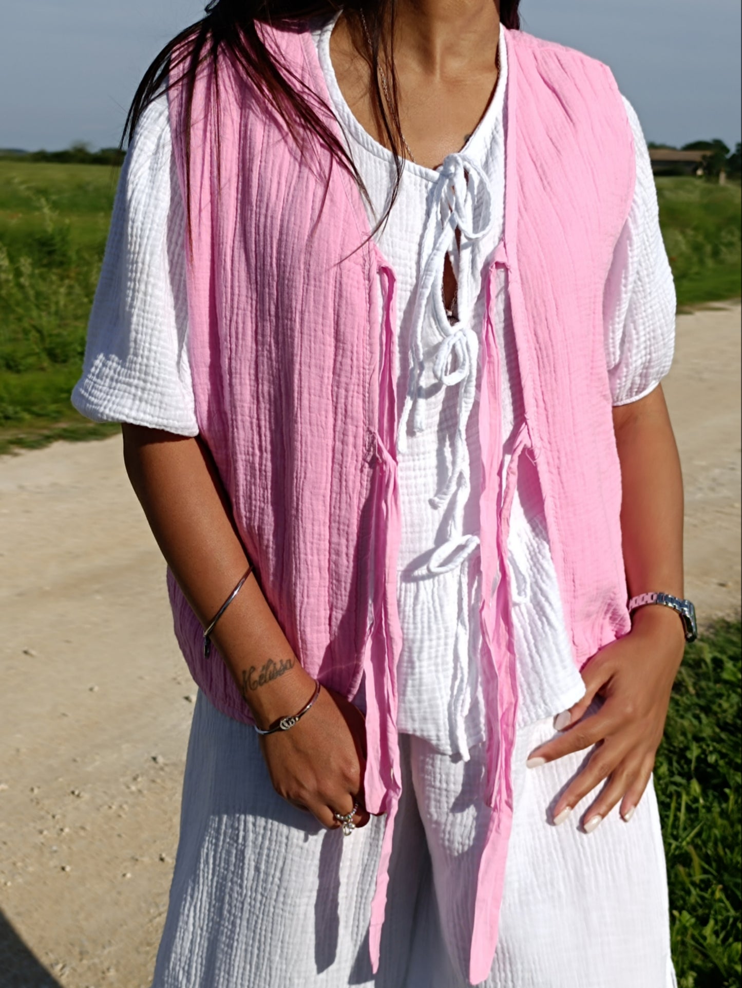 Gilet Swan rose
