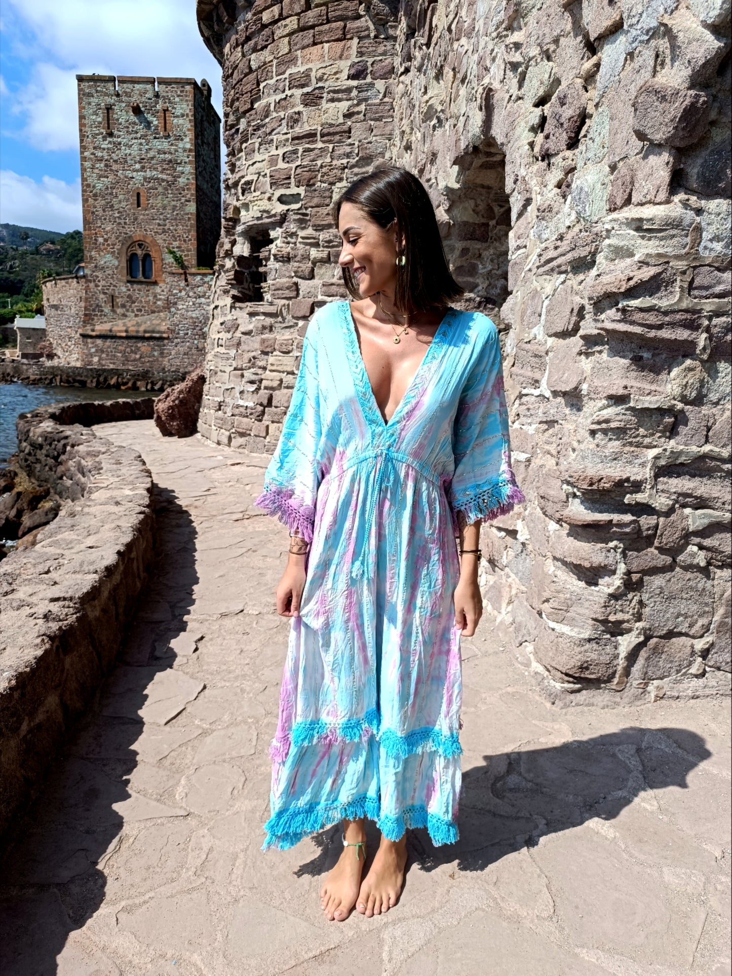 Robe Maona Blue et Rose